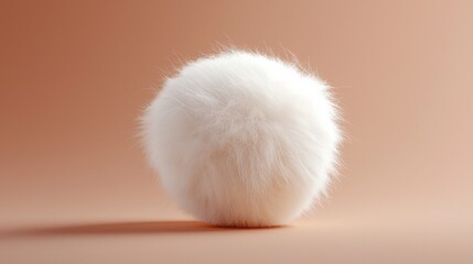 Poster - A fluffy sphere showcases the trendy mocha mousse color against a warm, pastel backdrop, radiating artistic charm and comfort