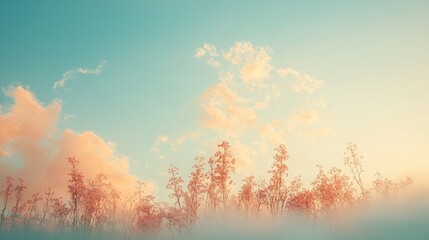 Aufkleber - Soft hues of a mocha sky blend harmoniously with rising clouds at twilight, creating a serene escape in nature's embrace