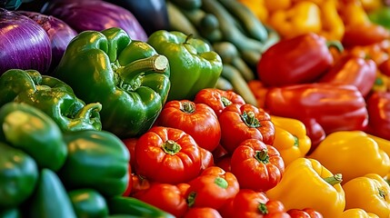 Poster - Colorful Fresh Market Vegetables with Peppers and Tomatoes for Healthy Culinary Inspiration : Generative AI