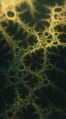 Poster - Abstract Fractal Art Yellow Green Network