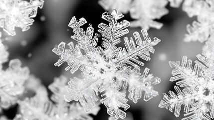 Poster - Exquisite Macro Photography of a Single Snowflake in Focus : Generative AI