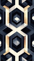 Poster - Abstract Geometric Hexagon Pattern Design in Grey Gold and White