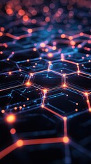 Poster - Abstract Hexagonal Network Digital Connections