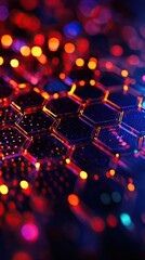 Poster - Abstract Hexagon Pattern Illuminated By Vivid Lights