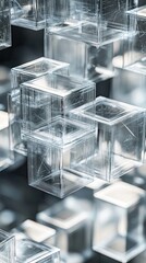 Poster - Transparent Cubes Abstract Composition In Space