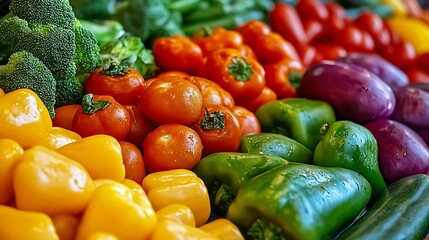 Poster - Vibrant Assortment of Fresh Organic Vegetables at a Market Display : Generative AI