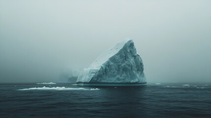 Aufkleber - Solitary Iceberg Drifting in Foggy Arctic Ocean Exuding Mystical Ambience : Generative AI