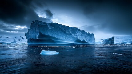 Aufkleber - Iceberg with Intricate Ice Formations in Antarctic Seascape : Generative AI
