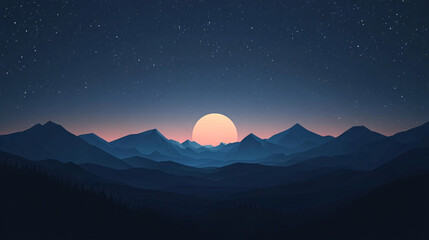 Poster - A 2D vector minimalist gradient background in dark blue tones, featuring a sleek and modern aesthetic.