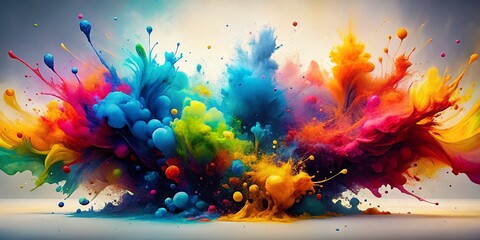 Aufkleber - Colorful Abstract Blots Pattern in Silhouette Photography with Vibrant Mark-Making Effects for Artistic Background and Creative Design Projects
