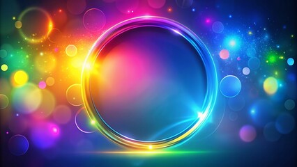 Aufkleber - Colorful Abstract Glowing Circle on the Left with Vibrant Hues and Soft Light Effects, Creating a Dreamlike Atmosphere and Ample Copy Space for Design Use