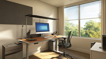 Poster - Modern Home Office Workspace With Natural Light