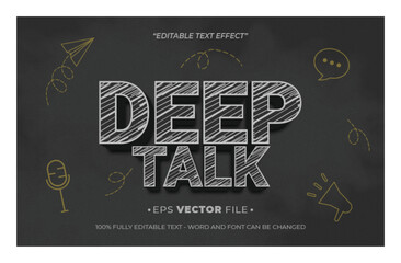 Leinwandbilder - Deep Talk 3d text effect editable vector