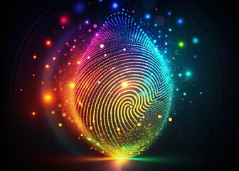 Aufkleber - Colorful Long Exposure Fingerprint Design with Glowing Dots Creating a Vibrant Abstract Background for Artistic and Modern Visual Projects