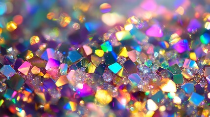 Fototapete - Vibrant Multicolored Bokeh Glitter with Iridescent Lighting for Celebratory Holiday Decorations : Generative AI
