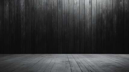 Poster - Dark Wooden Plank Interior Wall and Floor Background Perfect for Rustic and Minimalist Designs : Generative AI