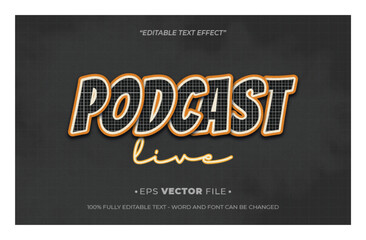 Leinwandbilder - Podcast Live 3d text effect editable vector