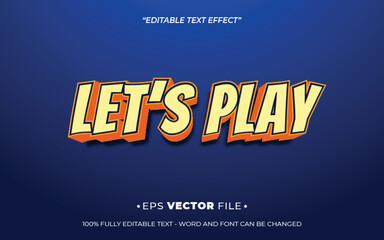 Leinwandbilder - Let's Play 3d text effect editable vector