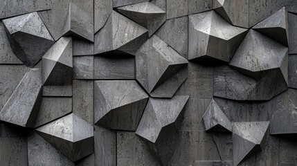 Poster - Abstract Geometric Texture of Gray Wall with Distorted Shapes
