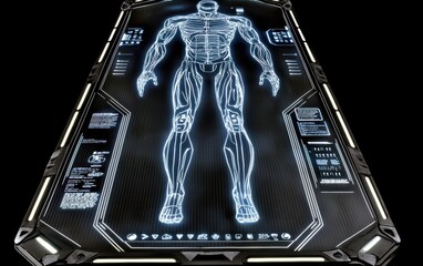 Poster - Futuristic Anatomical Display on Holographic Interface Panel