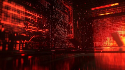 Fototapete - Cybersecurity breach simulationdata firewall security risks digital environment abstract viewpoint technology concept