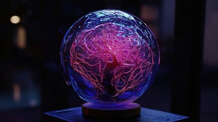 Poster - Futuristic Globe with Neural Connections Illuminated in Bright Colors