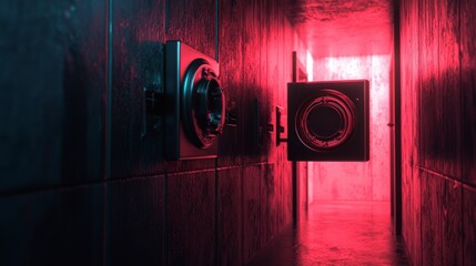 Leinwandbilder - High-security vaults a dramatic overview of security risks and futuristic protection concepts in digital art