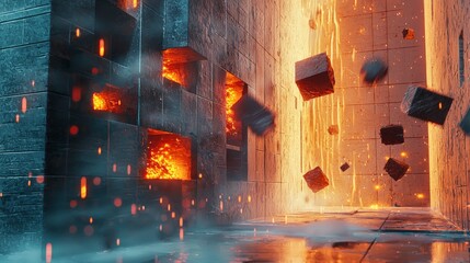 Fototapete - Cybersecurity challengesvisualizing threats digital environment concept art technological risks abstract viewpoint