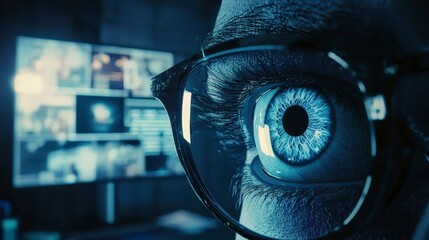 Aufkleber - Monitoring security threats in real-timesurveillance insights from a command center atmosphere high-tech environment