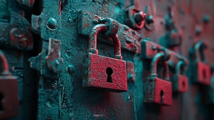 Fototapete - Security risks and vulnerabilities industrial area photographic image urban environment close-up view conceptual analysis
