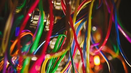 Poster - Colorful Abstract Background of Twisted Electric Wires and Cables