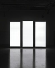 Poster - Bright Translucent Panels Casting Shadows in Modern Interior Space