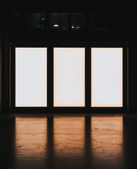 Poster - Minimalist Interior with Backlit Panels and Dark Surroundings
