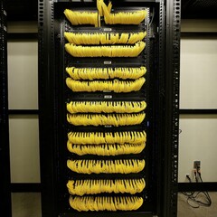 Poster - Yellow Network Cables in Data Center Rack for Connectivity Solutions