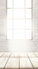 Poster - Bright and Minimalist Interior Window with Wooden Floor Spaces