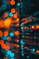 Poster - Abstract Technology Background with Colorful Lights and Cables