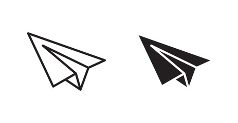 Wall Mural - Paper plane outlined and solid icon vector collection.