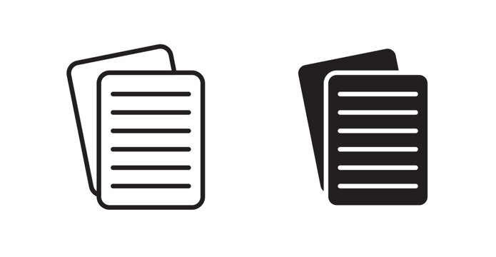 papers outlined and solid icon vector collection.