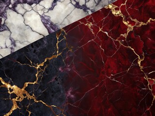 Aufkleber - Elegant Marble Design Template in Striking Red, Purple, Black, and White with Ample Copy Space for Creative Projects and Branding Needs