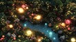 © AiiNa - Enchanted Bioluminescent Forest with Glowing Flowers and Sparkling Stream at Night