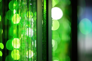 Poster - Glowing Green Light Reflections and Bokeh in Abstract Background