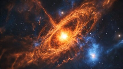 Wall Mural - Fiery Nebula Swirls Around A Bright Celestial Body