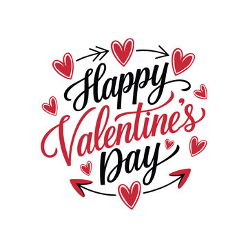 Happy Valentines Day lettering typography vector illustration design.