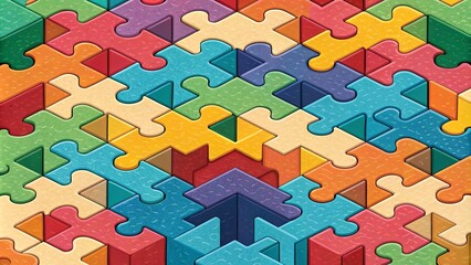 Poster - A colorful jigsaw puzzle with many pieces