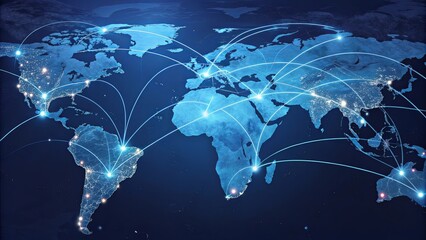 Poster - A blue world with many lines connecting it