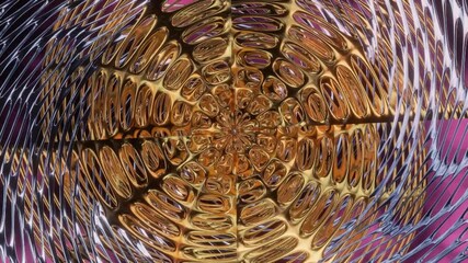 Wall Mural - Abstract background 3D animation shiny glass and metal reflective objects movement rotation play of light.