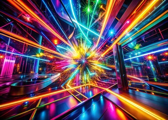 Aufkleber - Explore the Vibrant Spectrum of Colors in Neon Abstract Digital Art Showcasing Dynamic Patterns and Eye-Catching Visuals for Modern Aesthetics and Creative Inspiration