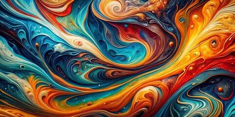 Aufkleber - Fluid Art Abstract Colorful Background Wallpaper Featuring Modern Marble Texture with Vibrant Paint Mixing for a Stunning Contemporary Aesthetic