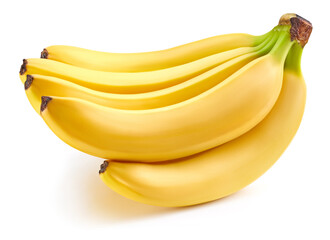 Wall Mural - Banana bunch. Banana fruit clipping path. Banana isolated on white background. Banana macro studio photo