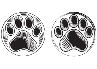 Wall Mural - vector silhouette of a bear paw logo, wild silhouette of grizzly bear footprint, silhouette of bear 